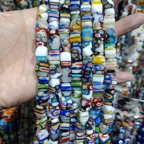 Irregular Colorful Lampwork Beads For Jewelry Making DIY Accessories Many Kinds Pattern Loose Handmade Lampwork Bead Strand 16