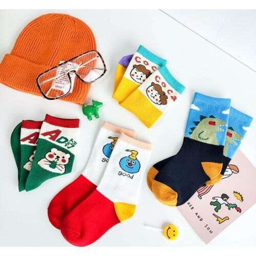 Only My Foot Childrens Winter Fashion Design Socks Baby Girls Autumn Summer Cotton Boys Dance Long Socks Kids Cool 4pairs/Lot
