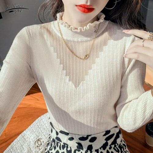 2021 new autumn and winter womens fashion all-match sweater bottoming shirt tops women slim knit sweater ladies sweater 16513