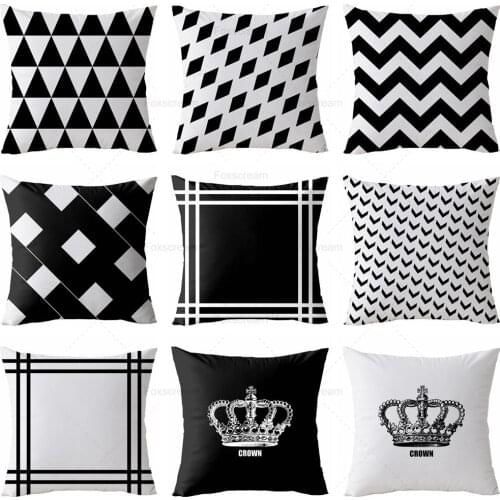 Black White Cushion Cover Nordic Throw pillows Geometric Decorative Cushions Cover home decor Plaid For Sofa 45x45cm