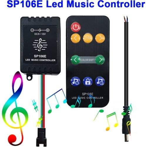 DC5-12V SP106E Music Led Strip Controller With 9Keys Remote Use In WS2811/WS2812B/SK6812 RGB Smart Tape Digital Colorful