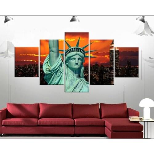 Frame Wall Modern Art Print Canvas 5 Panel New York Statue Of Liberty For Living Room Home Decoration Picture Modular Poster