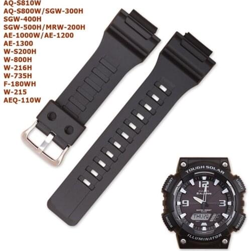 18mm Watch Strap for Casio G-shock AQ-S800/AQ-S810W SGW-300H SGW-400H SGW-500H MRW-200H AE-1000W AE-1200 Silicone Watchband