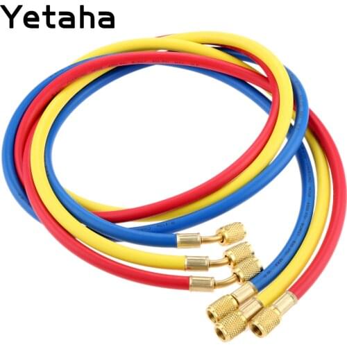 Yetaha 3Pcs Air Conditioning AC Charging Hose 1.5m 60 inch R410A R134A R12 R22 R502 Refrigeration Tools Manifold Set