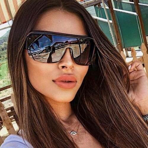 Oversized Square Rimless Sunglasses Women 2020 Fashion Brand Designer Flat Top Eyewear Oculos De Sol Feminino Big Shades for men