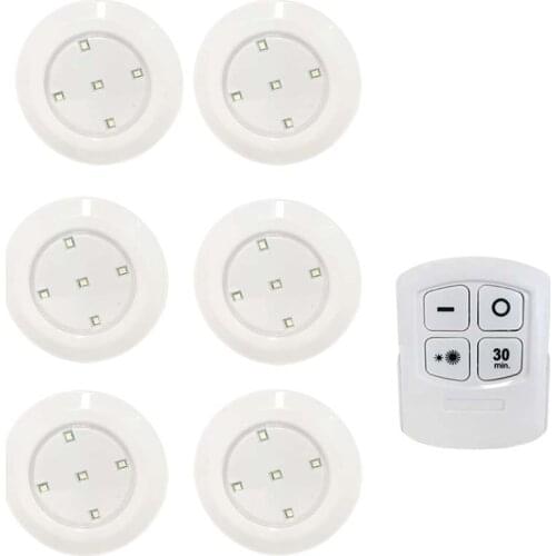 LED Dimmable Under Cabinet night Light Battery Operated Puck Lighting Closets Lights with Remote Control for Wardrobe kitchen