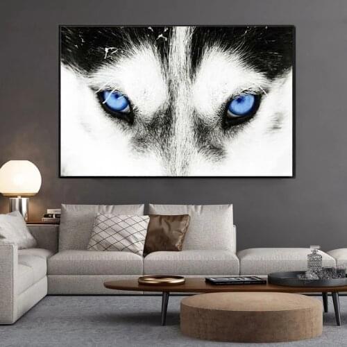 The Ferocious Snow Wolf with Blue Eyes Canvas Painting Posters Prints Wall Art Picture for Living Room Home Wall Decor Cuadros