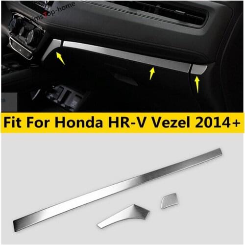 Yimaautotrims Stainless Steel Interior For Honda HR-V / Vezel 2014 - 2020 Dashboard Instrument Panel Rubbing Strip Cover Trim