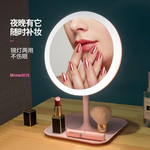 Makeup Mirror Led Light Dressing Mirror Desktop Female Portable Beauty Makeup Mirror Makeup Mirror Small Light