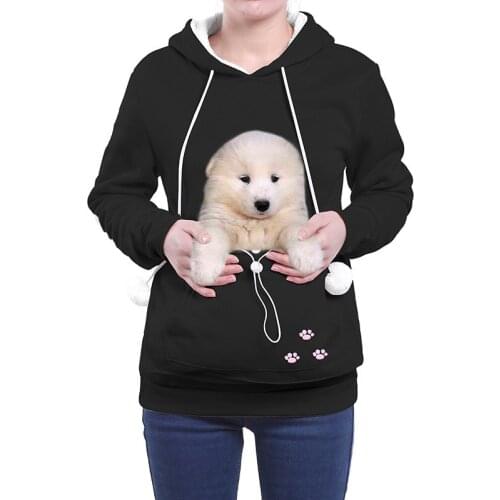 Dog Cat Lovers Women Hoodie Sweatshirts Kangaroo Dog Pet Paw Winter Pullovers Cuddle Pouch Sweatshirt Pocket Animal Ear Hooded