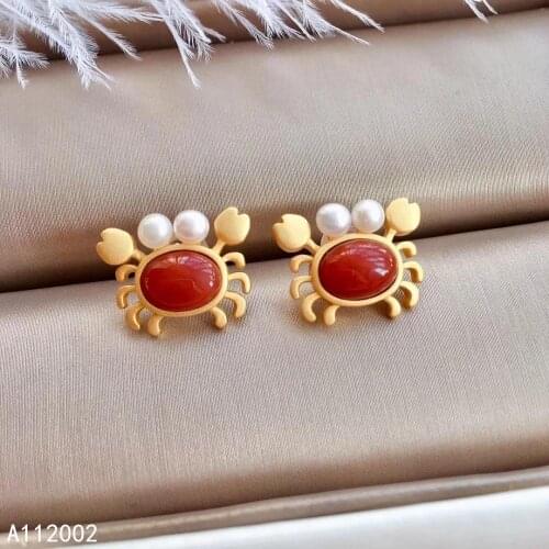 KJJEAXCMY fine jewelry natural Agate pearl 925 sterling silver women earrings new Ear Studs support test exquisite