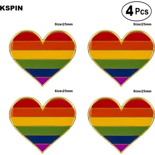 Rainbow pride heart shaped Pin Lapel Pin Badge Brooch Icons 4pcs