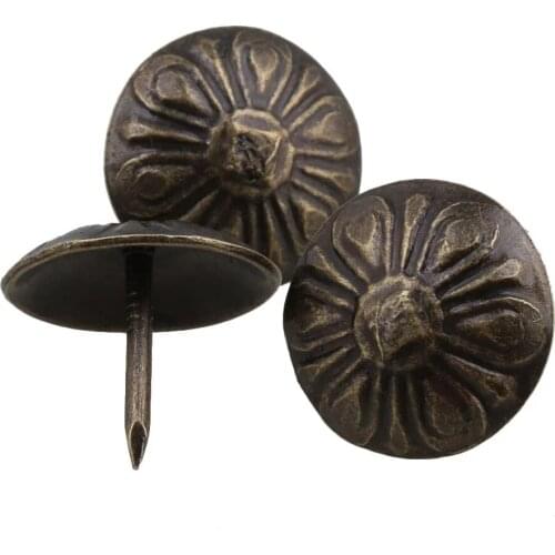 100x Bronze Golden Silver Antique Brass Upholstery Nail Jewelry Gift Wine Case Box Sofa Decorative Tack Stud Pushpin Doornail