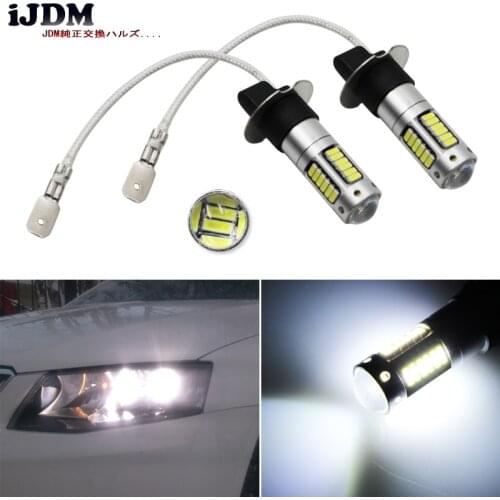 2pcs High Power White 30-SMD 4014 H3 LED Replacement Bulbs For Car Fog Lights, Daytime Running Lights, DRL Lamps Red Blue Amber