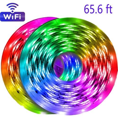 65.6 ft ahout 20M Waterproof IP65 LED 2835 RGB WiFi Controller and Power Supply, Suitable For Bedroom, Room, Kitchen, Decoration