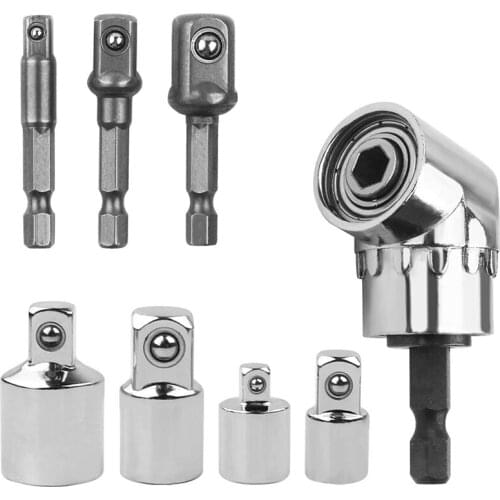 8PCS Right Angle Screwdriver Drill Set Cordless Impact Grade Drill Hex Bit Socket Adapter Angle Extension Power Screwdriver Dril