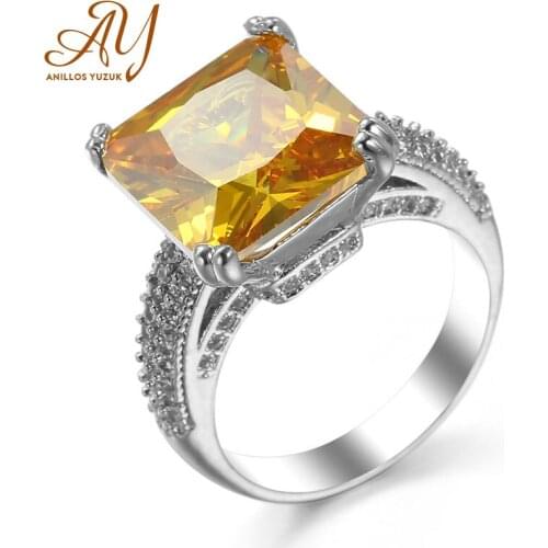 Anillos Yuzuk Vintage 925 Sterling Silver Square Topaz Gemstone Wedding Engagement Diamonds Ring Gift Fine Jewelry Wholesale