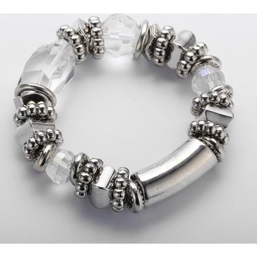 Free shipping bule glass bead and pendulum charm stretch bracelet