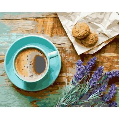 Coffee Cookie Afternoon t Scenery DIY Digital Painting By Numbers Modern Wall Art Oil Painting Holiday Gift Home Decor Big Size