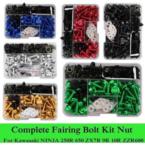 Fit For Kawasaki NINJA 250R 650 ZX7R 9R 10R ZZR600 600R CNC Alloy Complete Fairing Bolts Kit Nut Bodywork Screws Clip