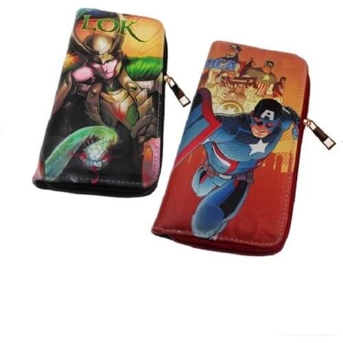 Marvels PU Wallet Avengers Anime Action Figure Toy Coin Bag Captain America Hulk Ironman Spider Man Cosmetic Gift For Children
