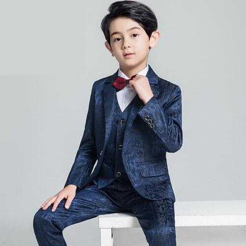 2019Boys Suit Flower British Childrens Piano Show New Style Boys dress suit jacket wedding flower blazer big size 110-160-180