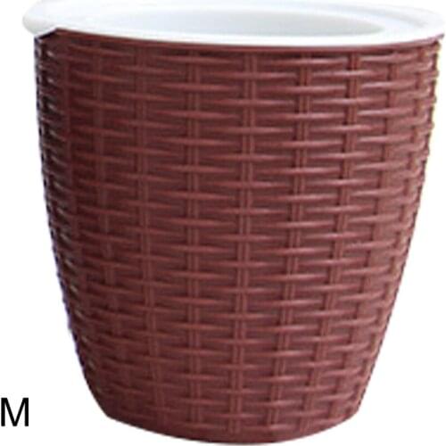 Plant Pot Cover Indoor Plastic Rattan Flower Cover Round Modern Decor Planter Durable CLH@8