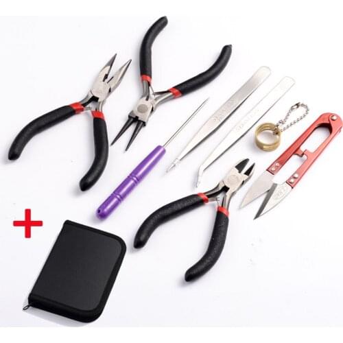 8Pcs Diy Pliers Jewelry Making Tool Kits Set with Storage Bag Cutting Pliers Wire Cutter Scissor Tweezers Diy Epoxy Resin Tool