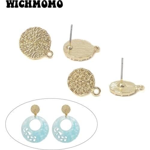 2019 New Two Size 10pieces/bag Zinc Alloy Plating Gold Round Earring Base Connectors Linkers for DIY Earring Jewelry Accessories