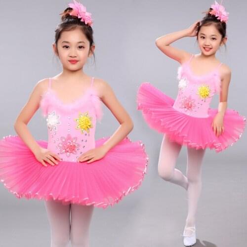 New Arrival Pink Dancewear Children Standard Swan Lake Ballet Dance Costumes Girls Tutu Dance Wear
