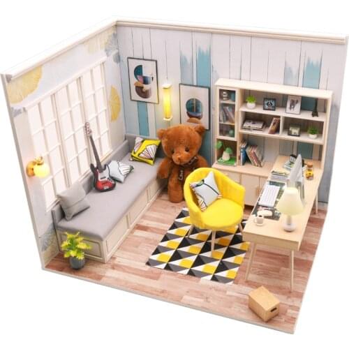New DIY Wooden Dollhouse Furniture Kit with Light Miniature Accessories 1:12 Doll House Casa Toys for Children Adults Gifts