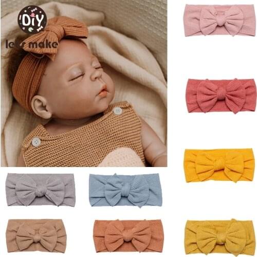 Lets Make 3pcs/set Baby Headband Girls Hair Accessories Cotton Rabbit Ear Turban Bow Elastic Hairband Baby Princess Christmas