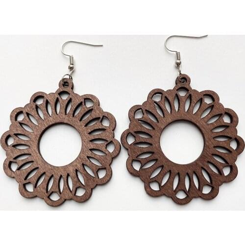 Hollow Wood Statement Drop Earring Jewelry Simple Metal Retro Vintage Bohemian Geometric Sector Exaggerated New Unique Earrings