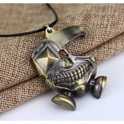 Popular Anime Tokyo Ghoul Kaneki Ken Necklace Fashion Personality Bronze Rope Leather Chain Pendant Necklaces For Women Jewelry