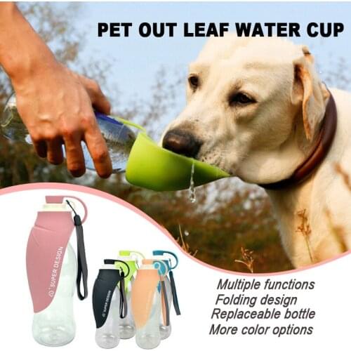 Portable Pet Outdoor Leaf Water Bottle Dog Cat Drinking Fountain Pet Food Storage Traveling Cup