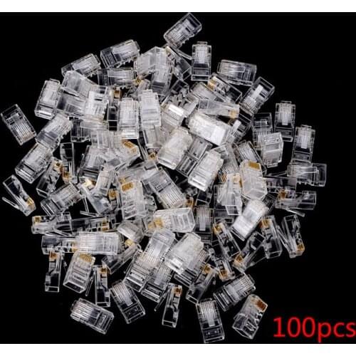 Gold plated RJ45 Net Network Modular Plug Cat5 CAT5e Connector 8P8C utp Unshielded Modular Rj45 Plug NEW 25/50/100/200/500 PCS
