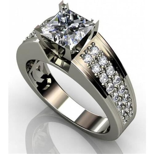 Modyle Luxury Male Big Engagement Ring Fashion Crystal Zircon Stone Ring Men Vintage Wedding Rings