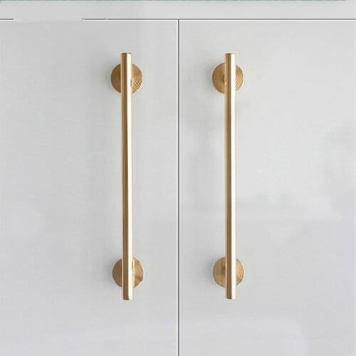 Nordic Polished Gold Solid Brass Knob 5"-16" T Bar Handles Longer Drawer Pulls Kitchen Cabinet Handles Furniture Hardware