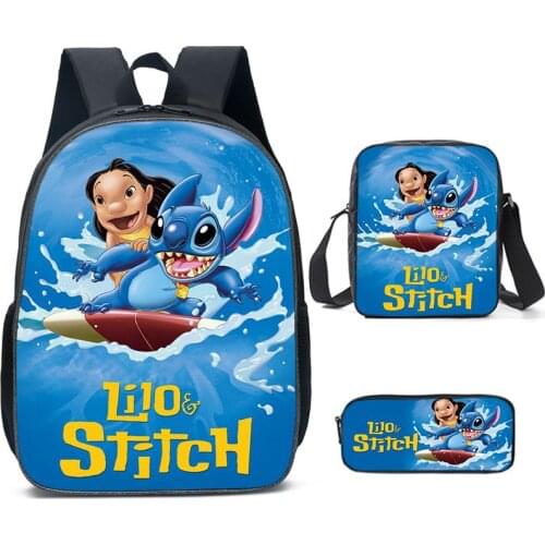 Backpack 3pcs Set Cartoon Stitch Primary School Bag For Boys Girls With Pen bag Kindergarten Mochila Kids Gifts