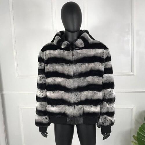 Fur Coat Men Real Fur Coat Bomber Jacket Winter Casual Warm Outwear Fashion Hooded Rex Rabbit Fur Jacket Plus Size Coat