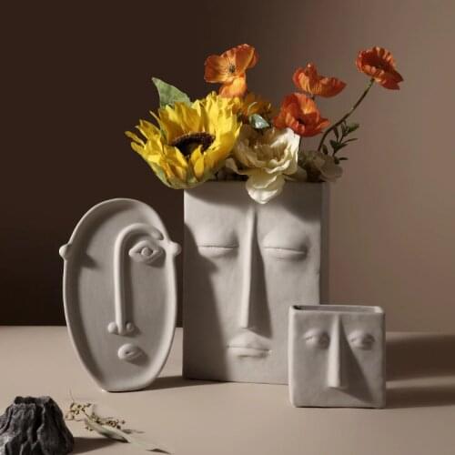 Nordic Minimalist Face Vase Decoration Ceramic Living Room Dining Table Home Decoration Dried Flower Arrangement Vase
