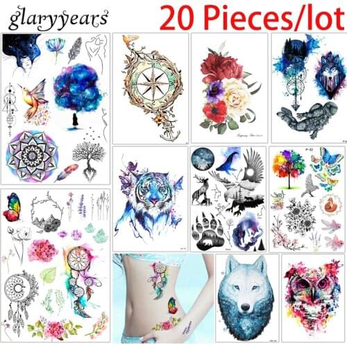 20 Pieces/lot Body Art Tattoo Sticker Colorful Drawing Cartoon Cat Pattern Design Women Men Temporary Fake Tattoo Sticker Decals