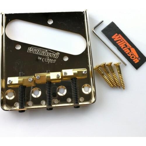 Wilkinson WTB Gold Vintage Style Fixed Tele Electric Guitar Bridge With Brass Saddles Golden TL Bridge