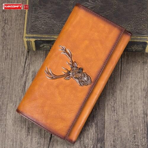 Womens handmade wallets, womens first layer leather wallets, womens leather wallets, womens long section, large capacity