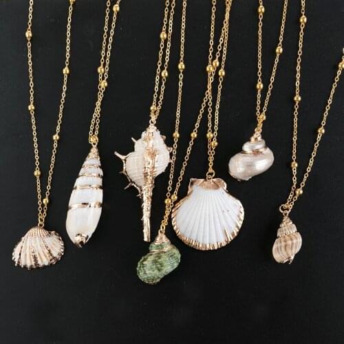 Fashion Boho Conch Shell Necklace Shell Gold Chain Necklace Women Seashell Choker Necklace Pendants Jewelry Bohemian Female