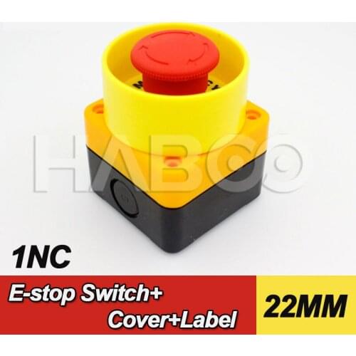 10sets packing dia.22mm J174 1NO+1NC BOX with emergency stop switch with e-stop switch and label and protection cover