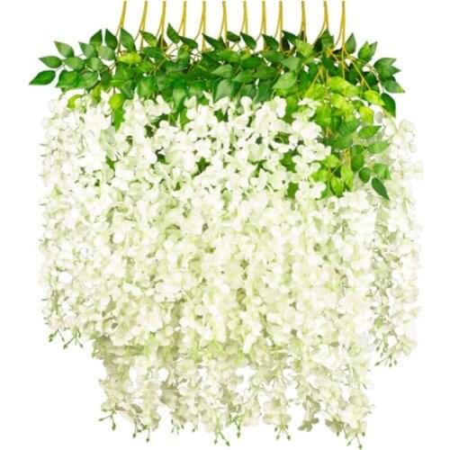 12Pcs Wisteria Artificial Flower,Silk Fake Vine Garland Hanging Flower For Wedding Party Garden Wall Decoration
