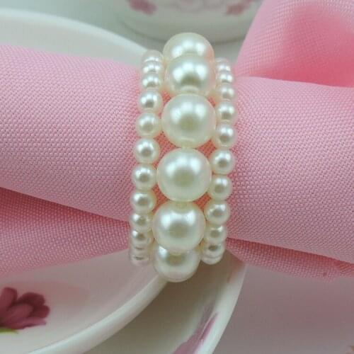 2015 Fashion Wedding Napkin Rings Shiny white Pearls Napkin Rings For Wedding Favor Supplies Party Table Decoration Accessories