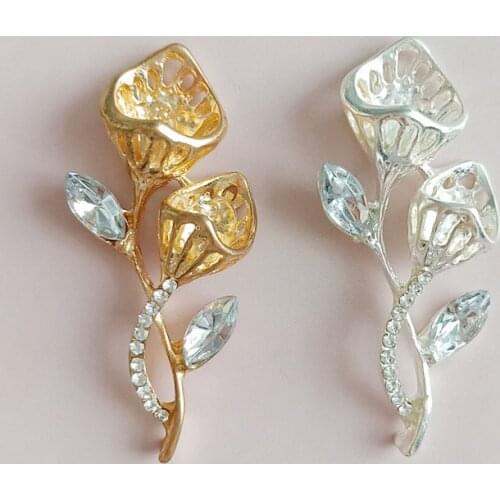 2019New 50Pcs Rhinestones Horseshoe leaves flower button for DIY hair or wedding clothes jewelry accessories HZ528