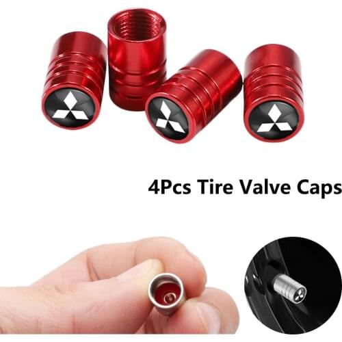 4Pcs Car Styling Metal Car Wheel Tire Valve Stem Caps Cover For Mitsubishi Lancer ASX Mirage Pajero-Sport Xpander Attrage L200